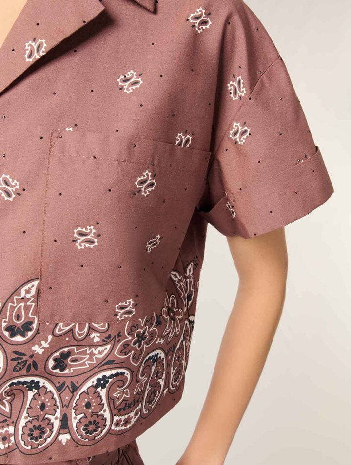 Camicia corta con stampa glitterata