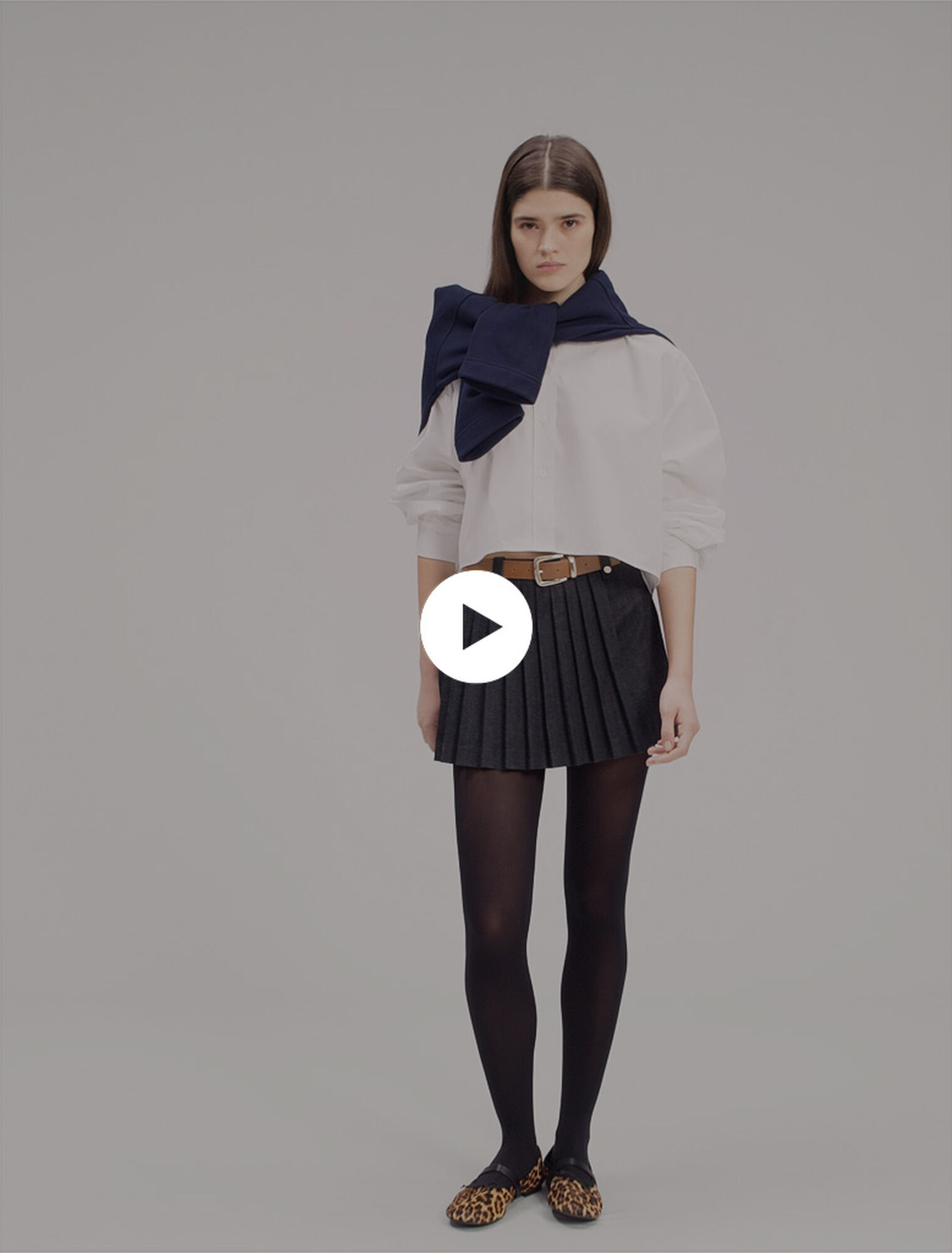 Shorts trompe-l'œil denim a pieghe