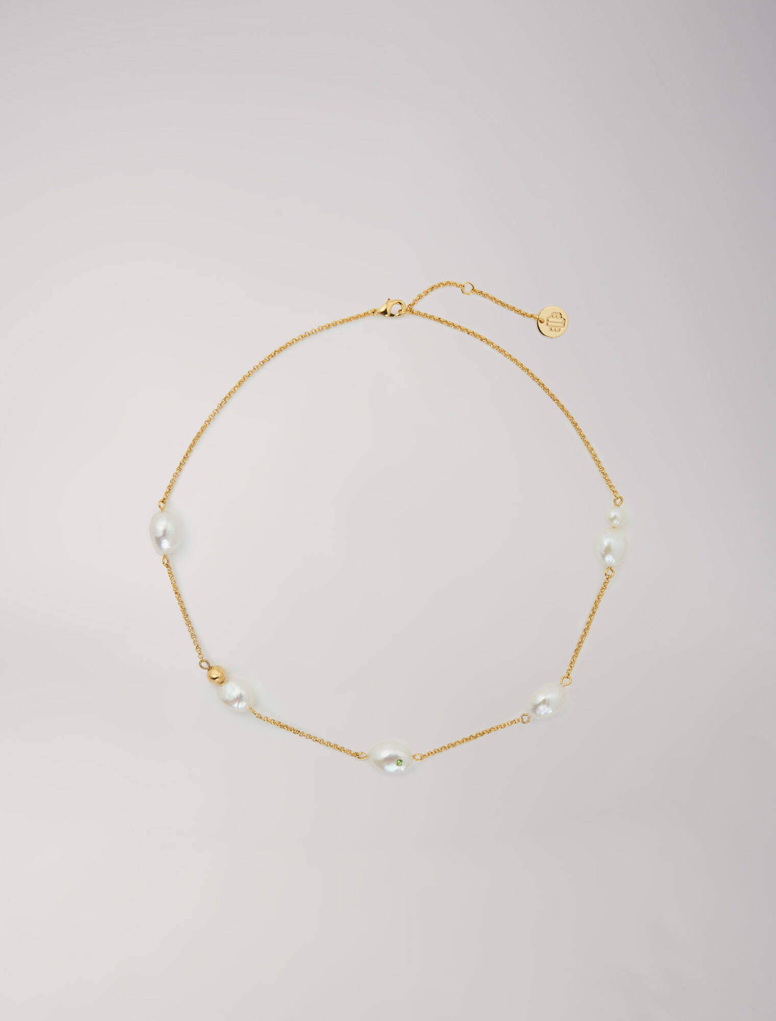 Collana con catena d'oro e perle