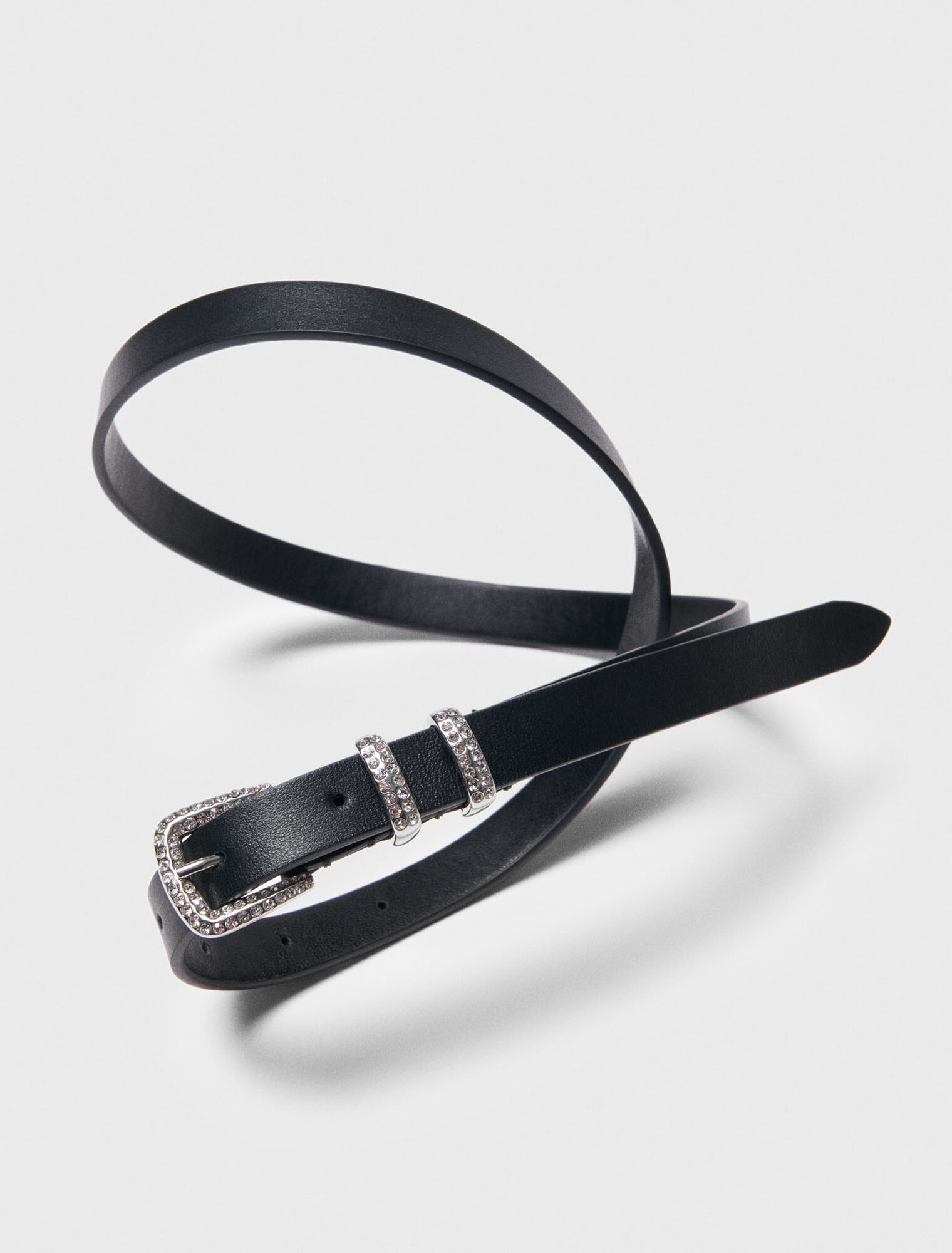 Cintura sottile con fibbia in strass