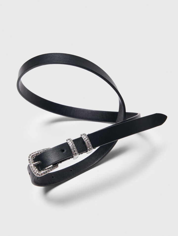 Cintura sottile con fibbia in strass