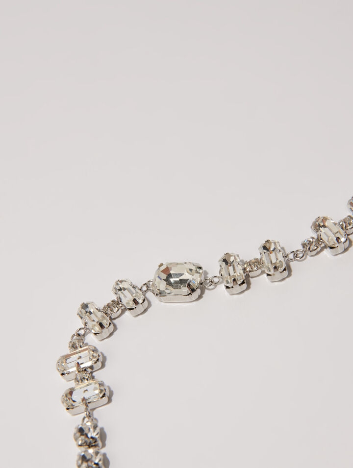 Collana girocollo argento con strass
