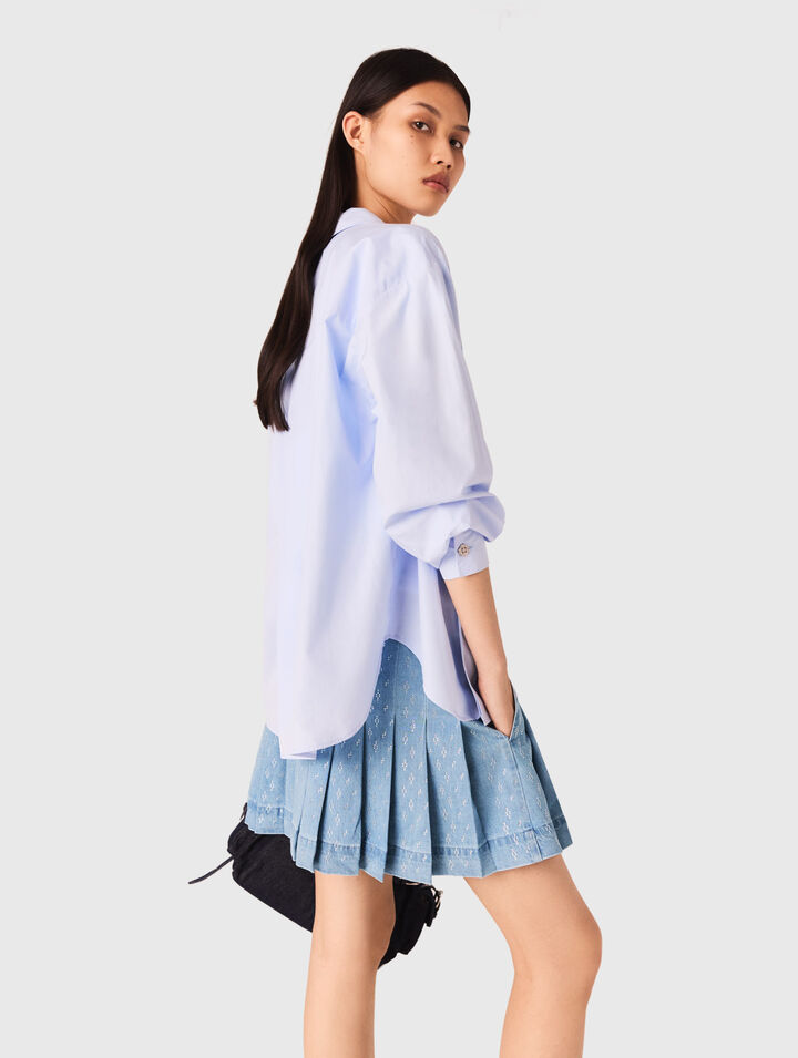 Gonna plissettata denim con strass