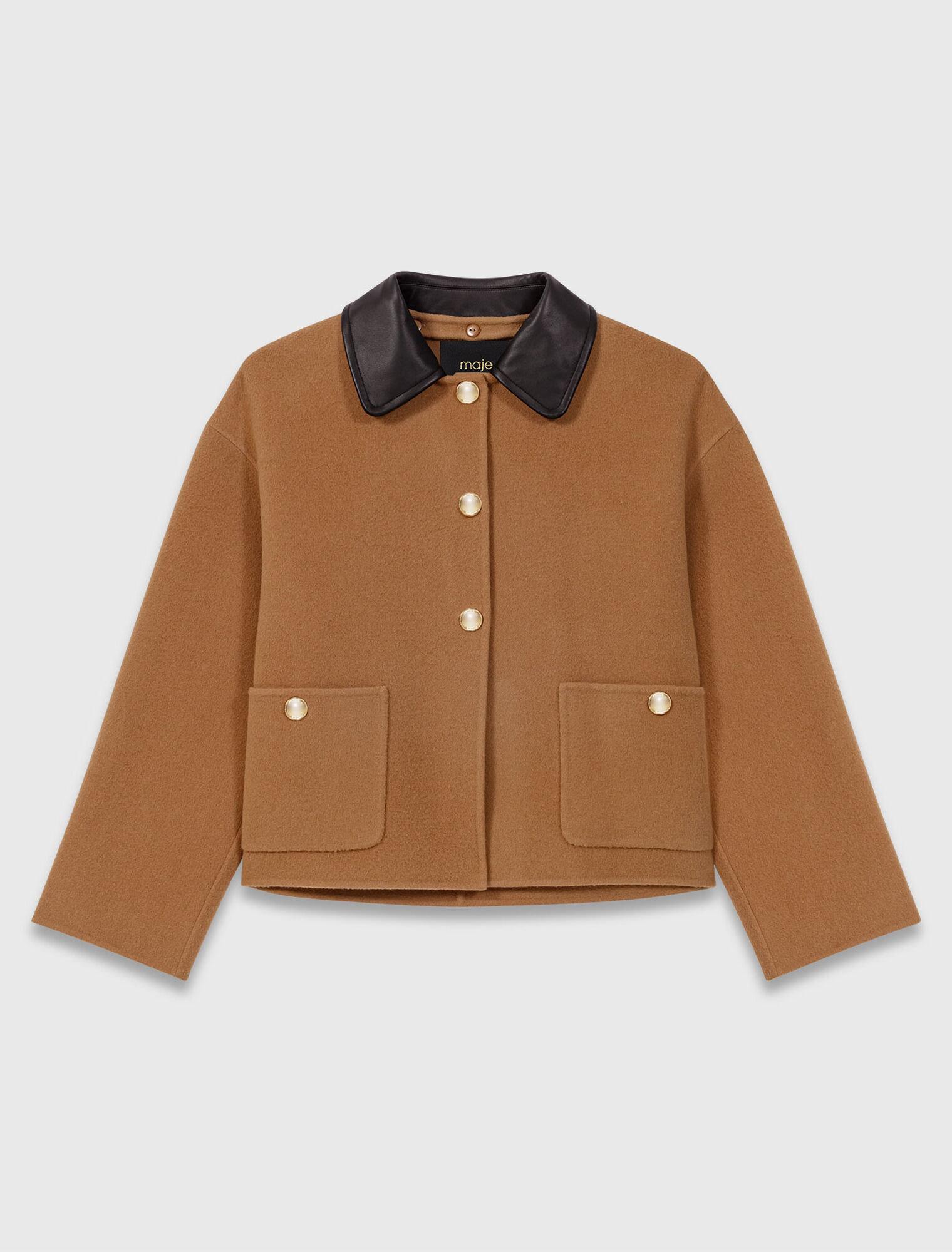 Cappotto double face collo in pelle