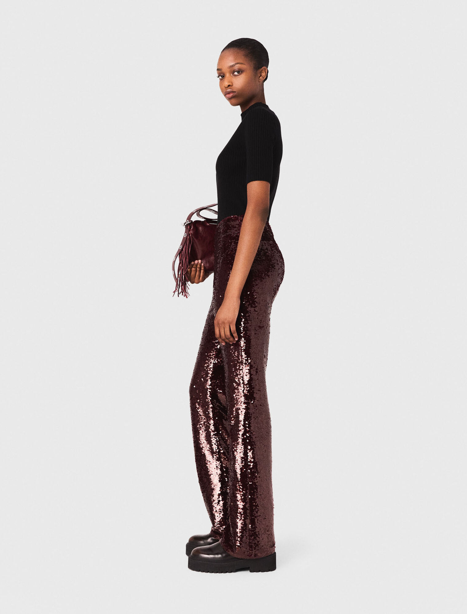 Pantaloni ricamati con paillettes