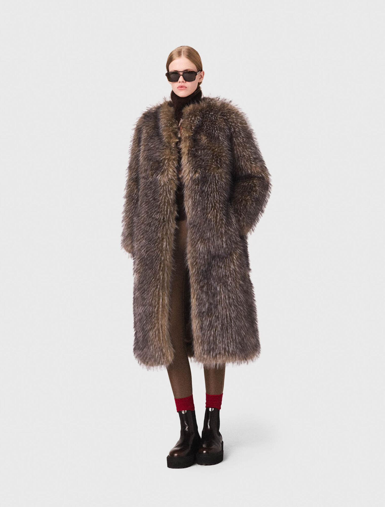 Cappotto lungo in ecopelliccia