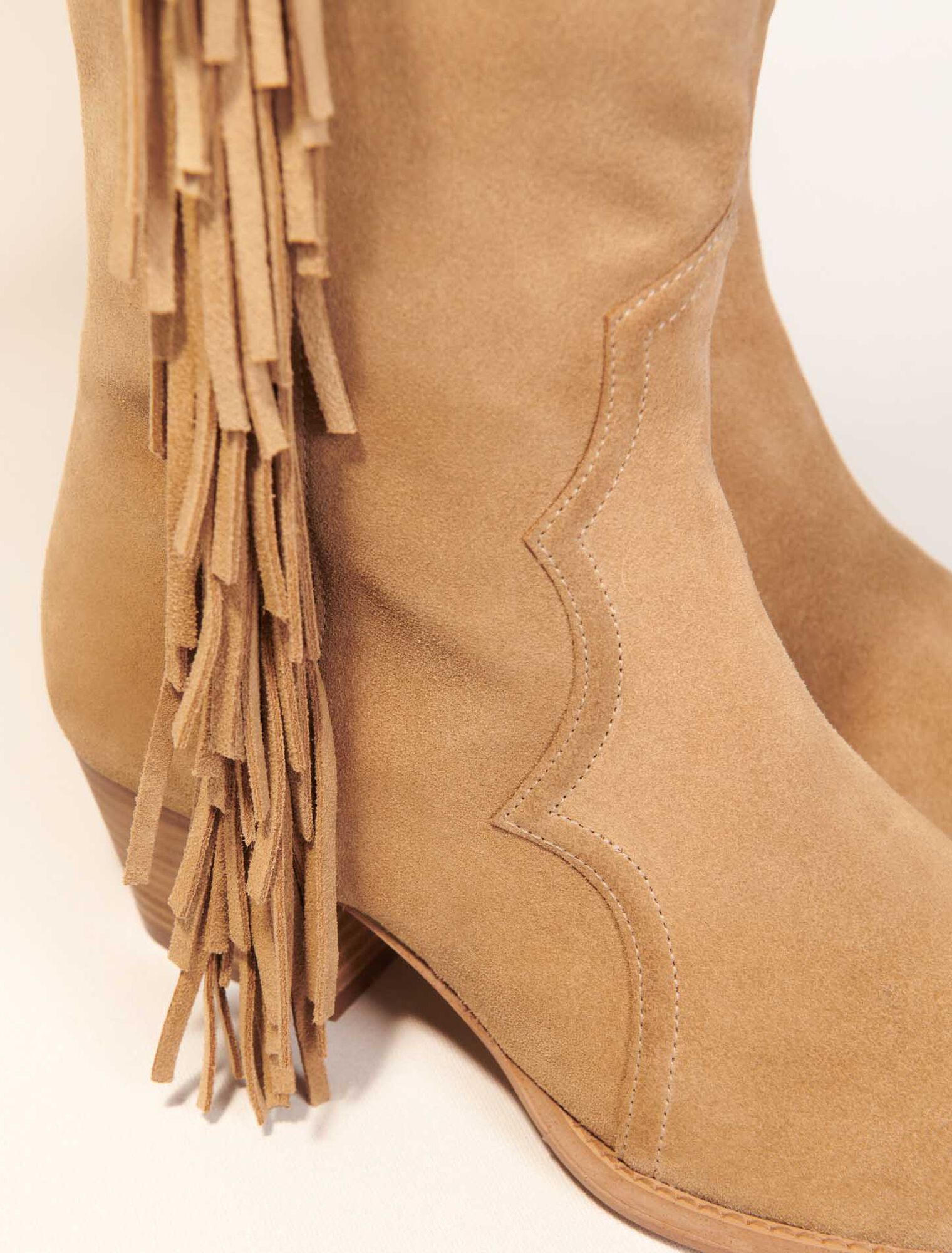 Stivali western camoscio e frange