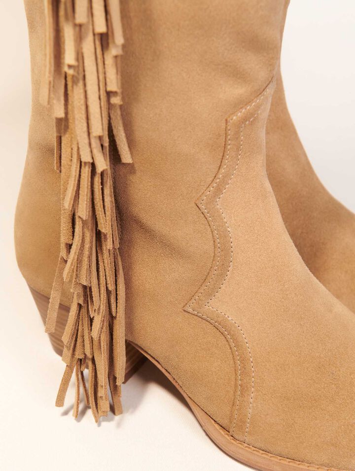 Stivali western camoscio e frange