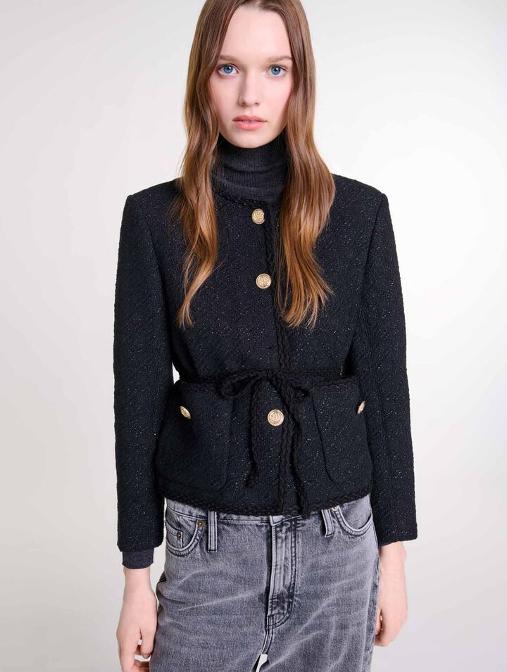 Giacca dritta in tweed brillante