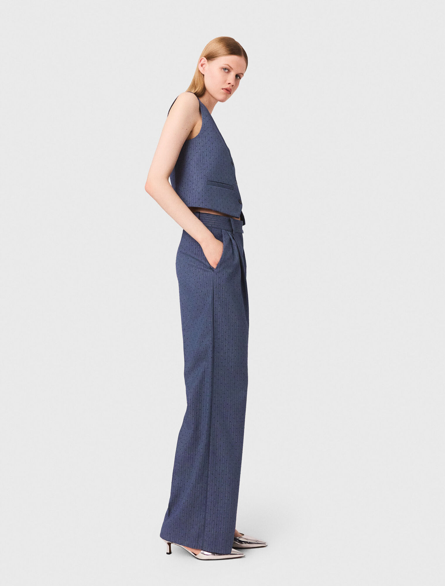 Pantaloni da tailleur con strass