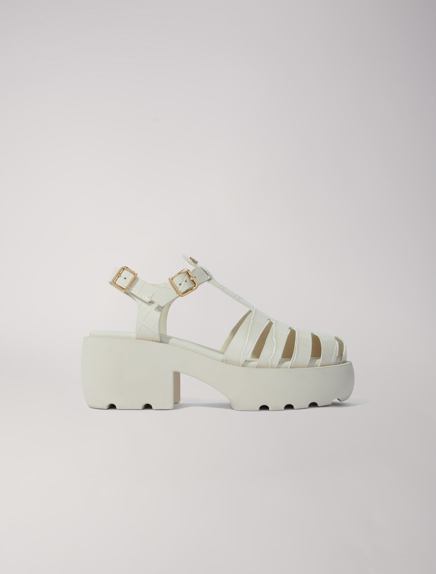 Sandali dentellati in pelle
