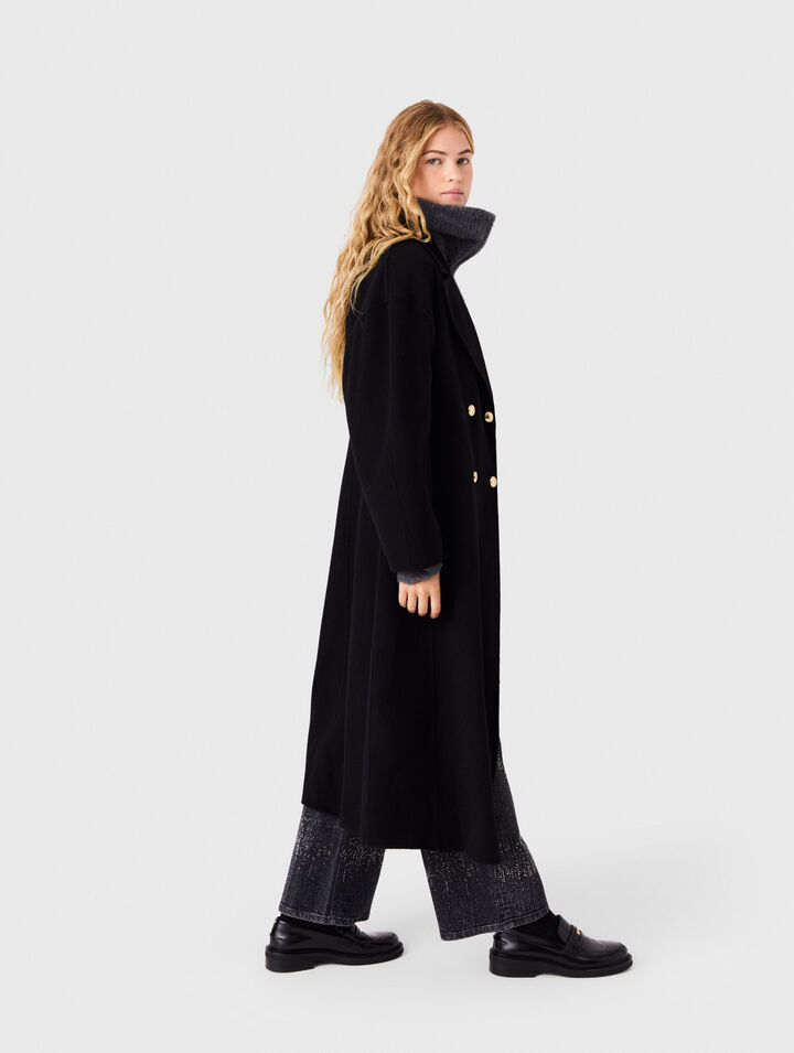 Cappotto lungo doppiopetto in lana