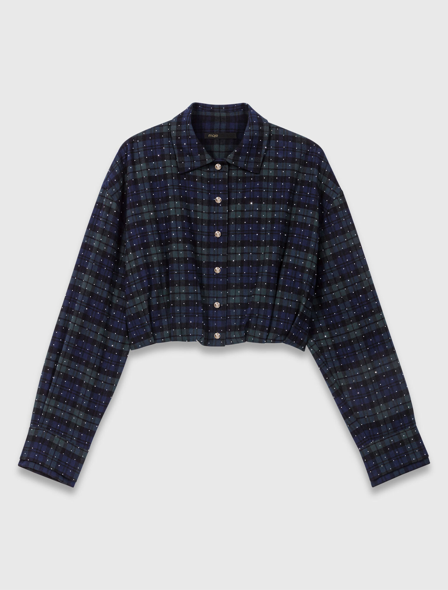 Camicia corta a quadri glitterata