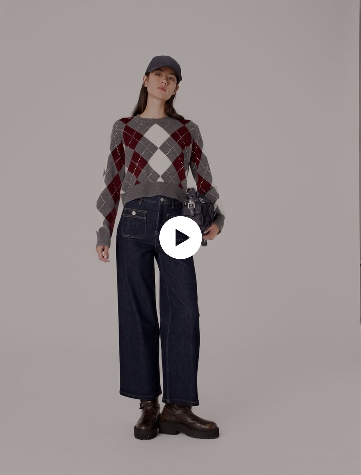 Pullover corto a fantasia argyle