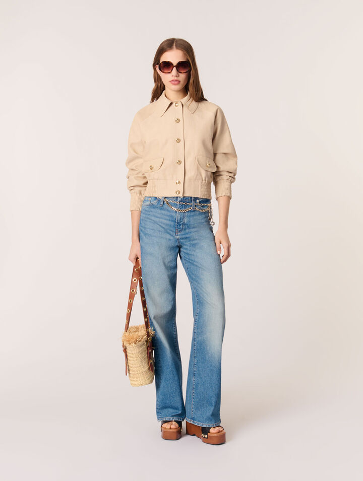 Giubbotto bomber in lino e cotone