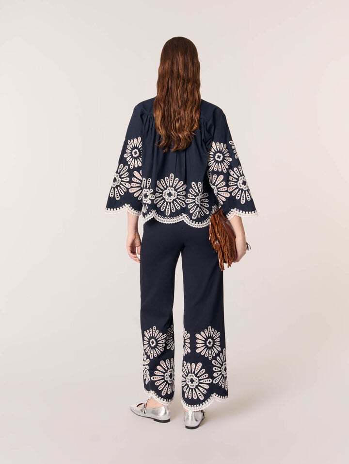 Camicia corta con dettagli crochet