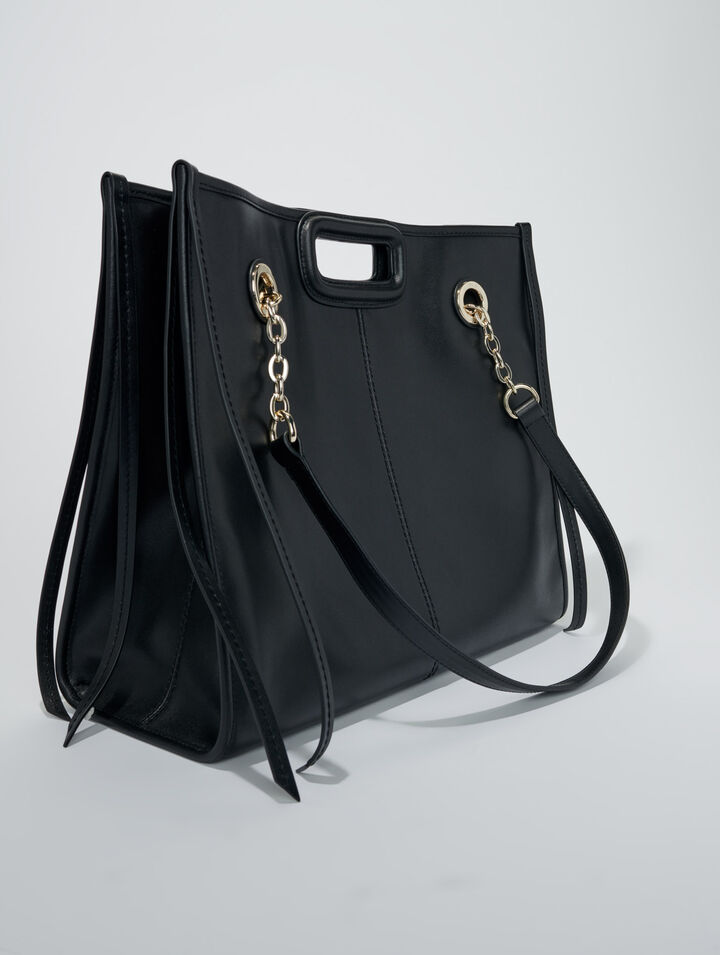 Tote bag in pelle con frange