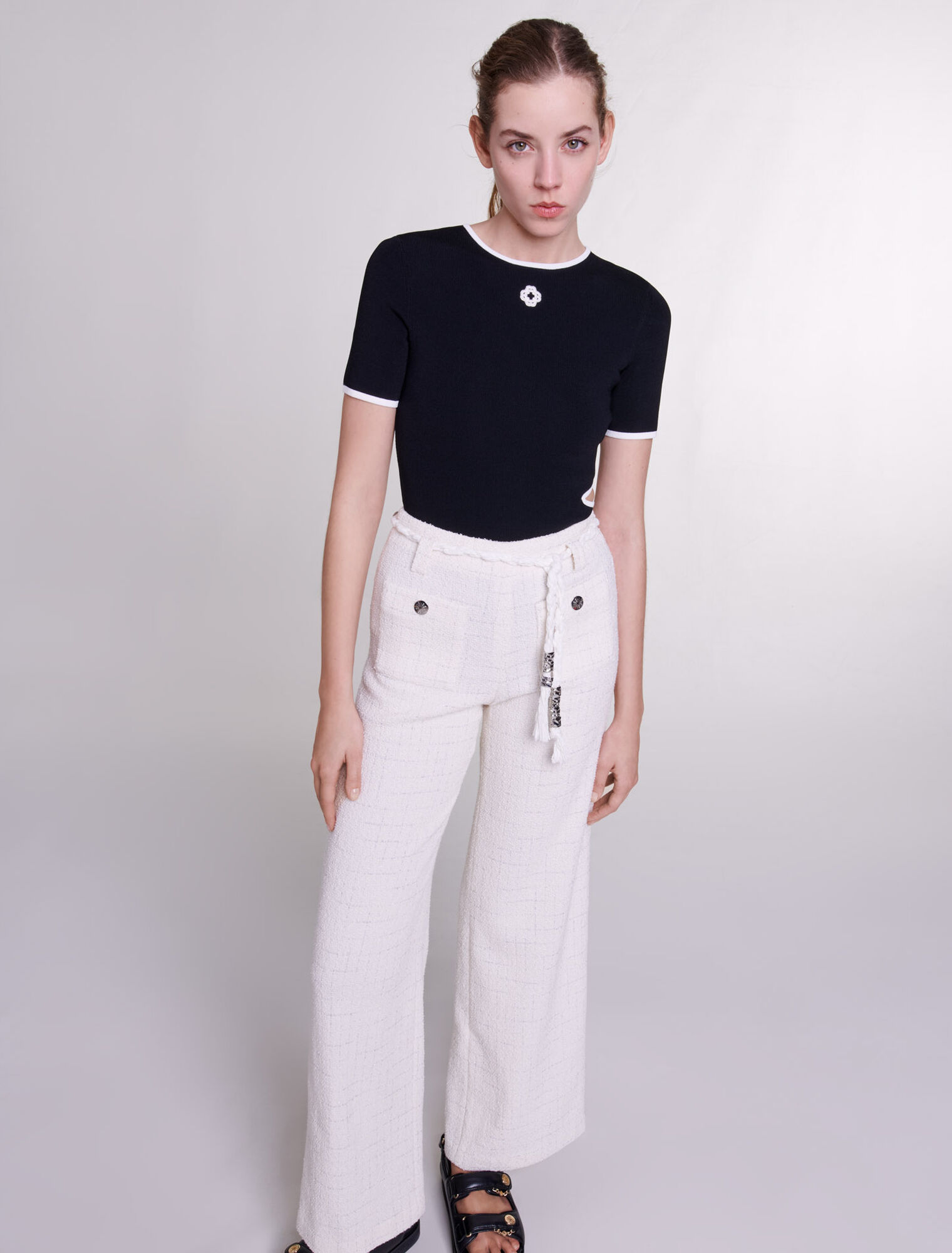 Pantaloni tweed fili metallizzati