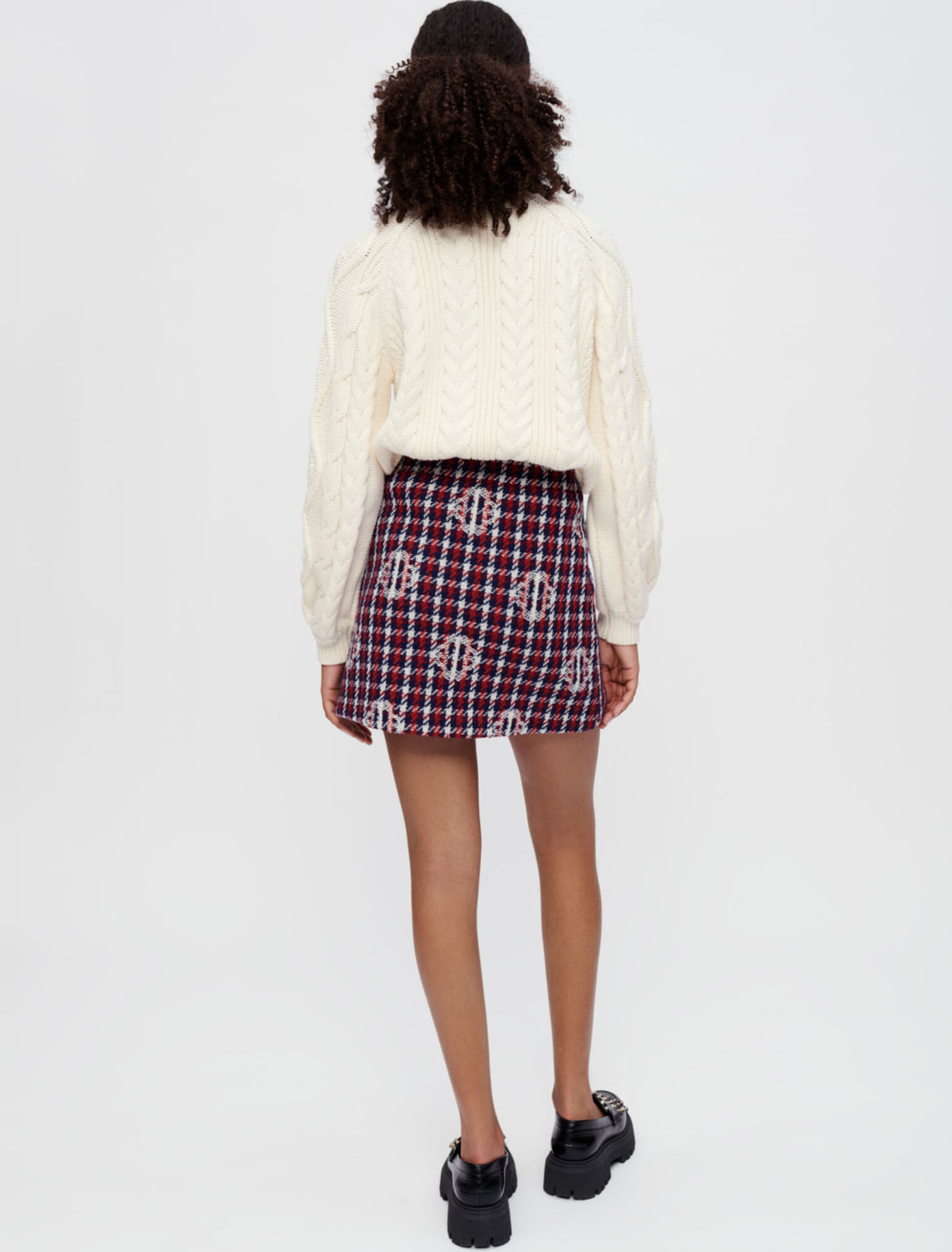 Gonna in jacquard a quadri trifoglio