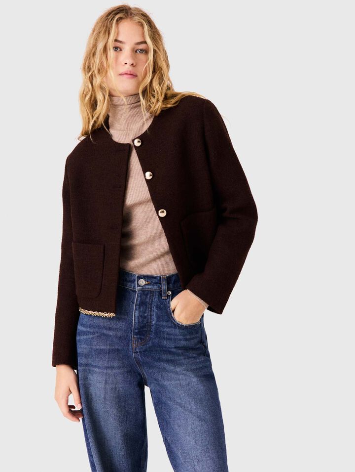Giacca in tweed con profilo catena