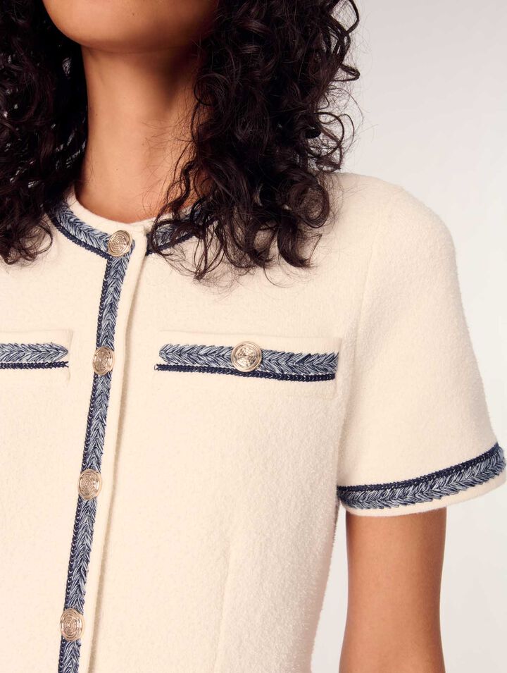 Abito corto in maglia plissettata