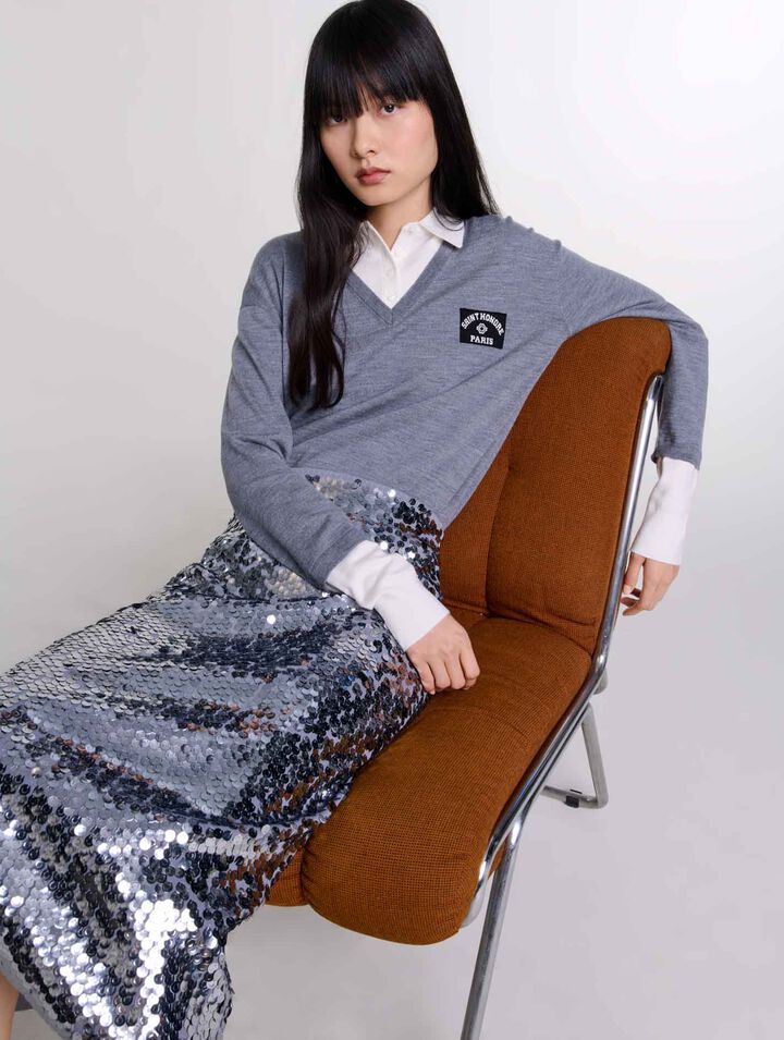 Gonna in maglia glitterata