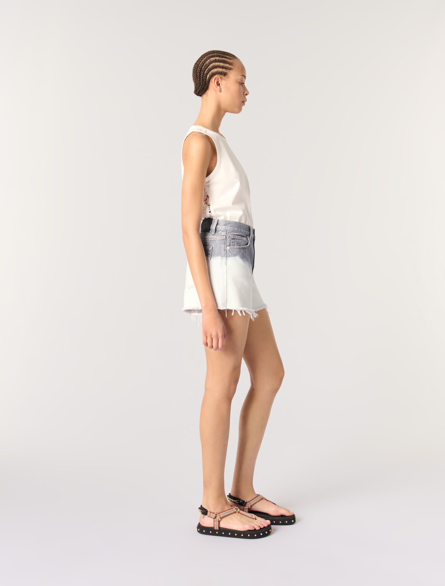 Shorts in denim tie & dye