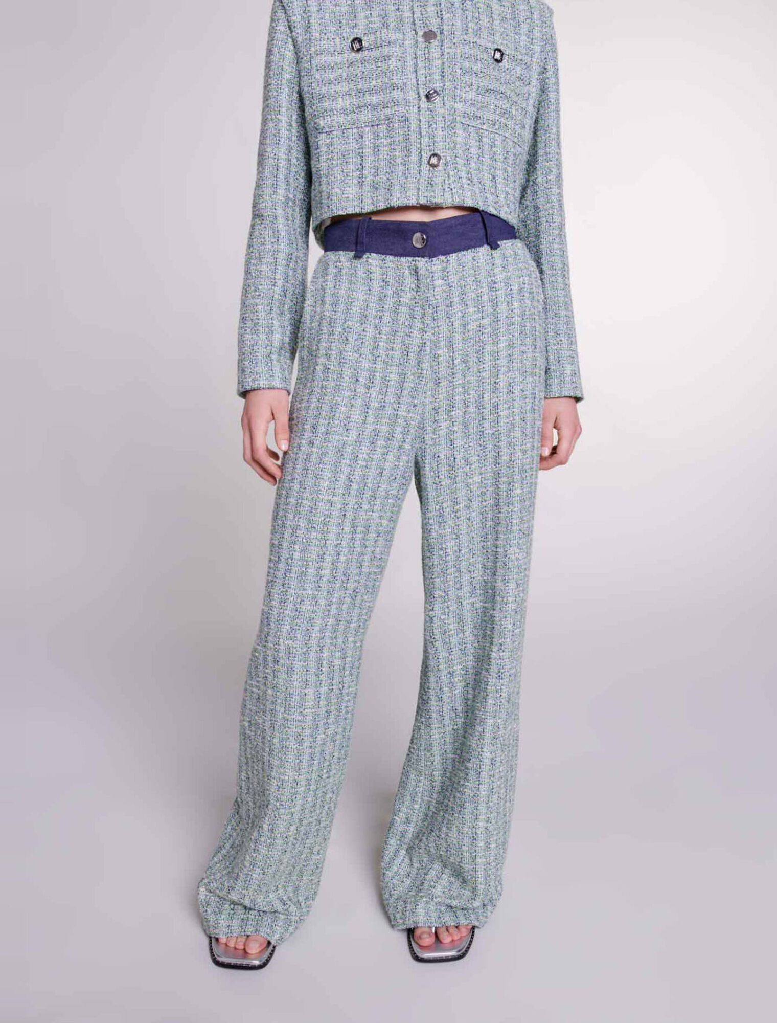 Pantaloni larghi in tweed