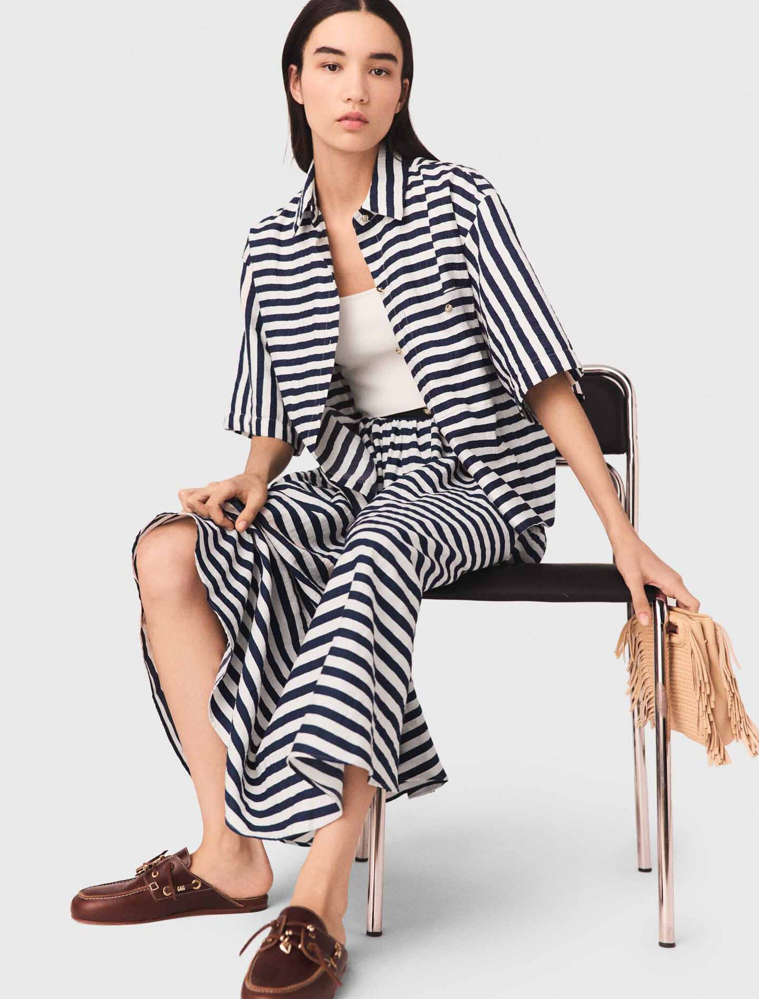 Gonna midi in misto lino