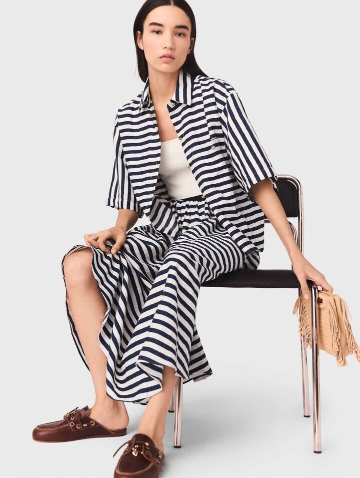 Gonna midi in misto lino