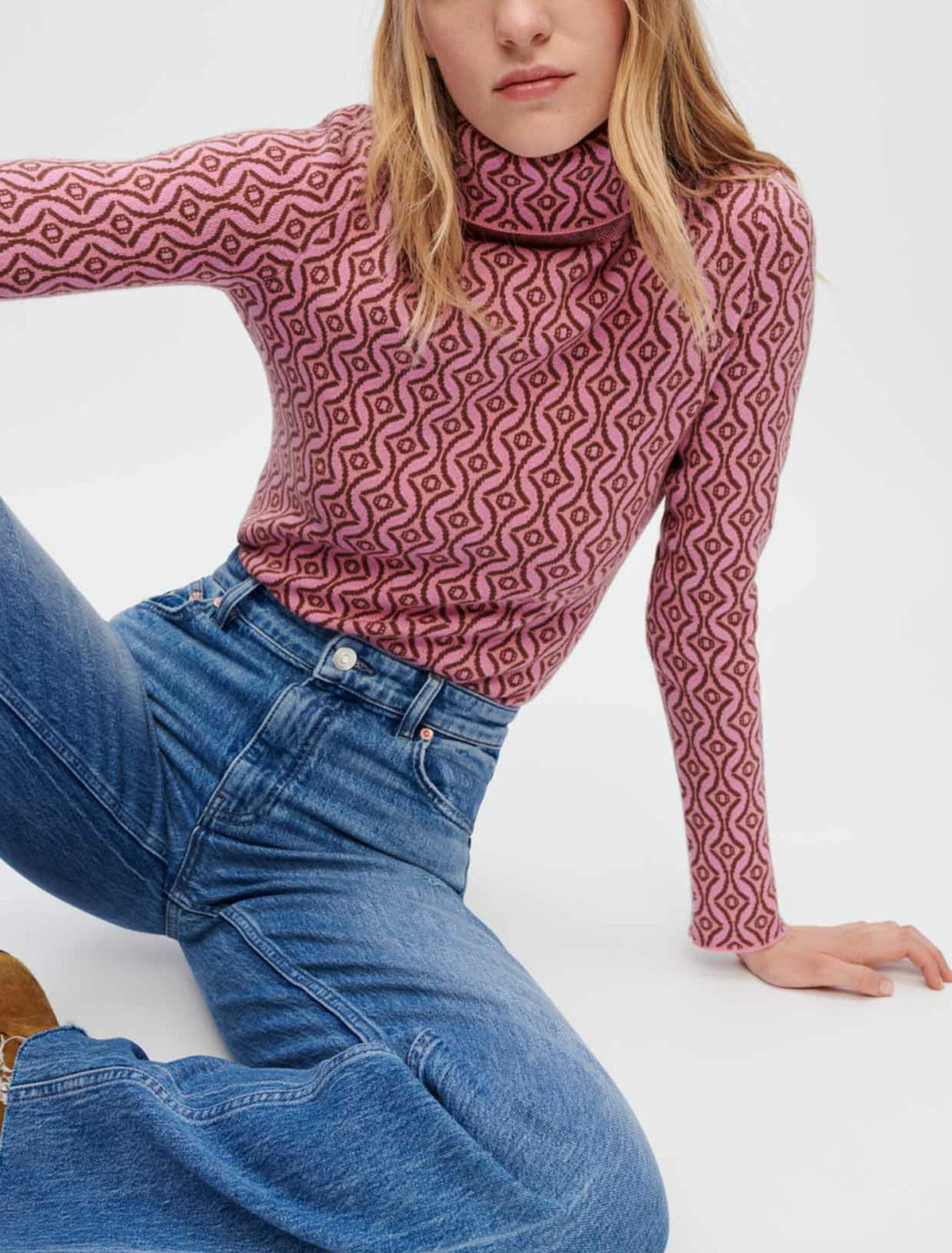 Maglia aderente in jacquard Clover Maje