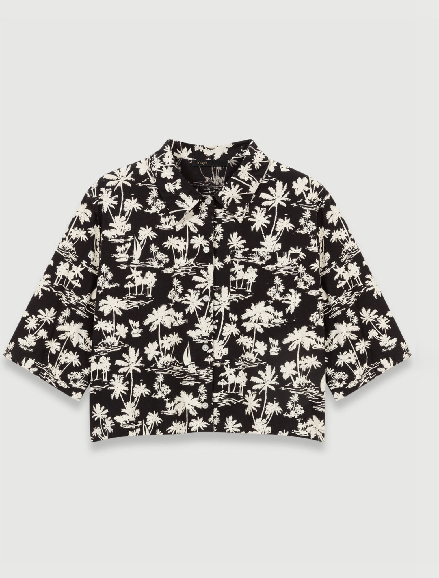 Camicia corta con stampa di palme