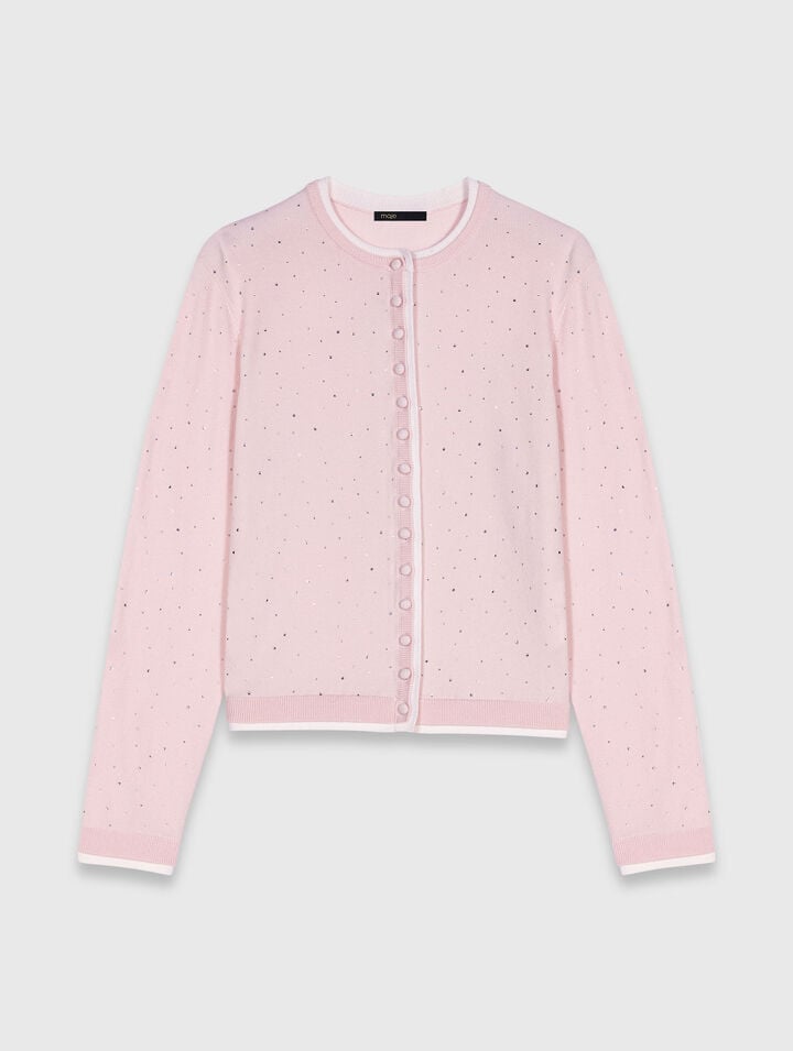Cardigan 100% lana con strass