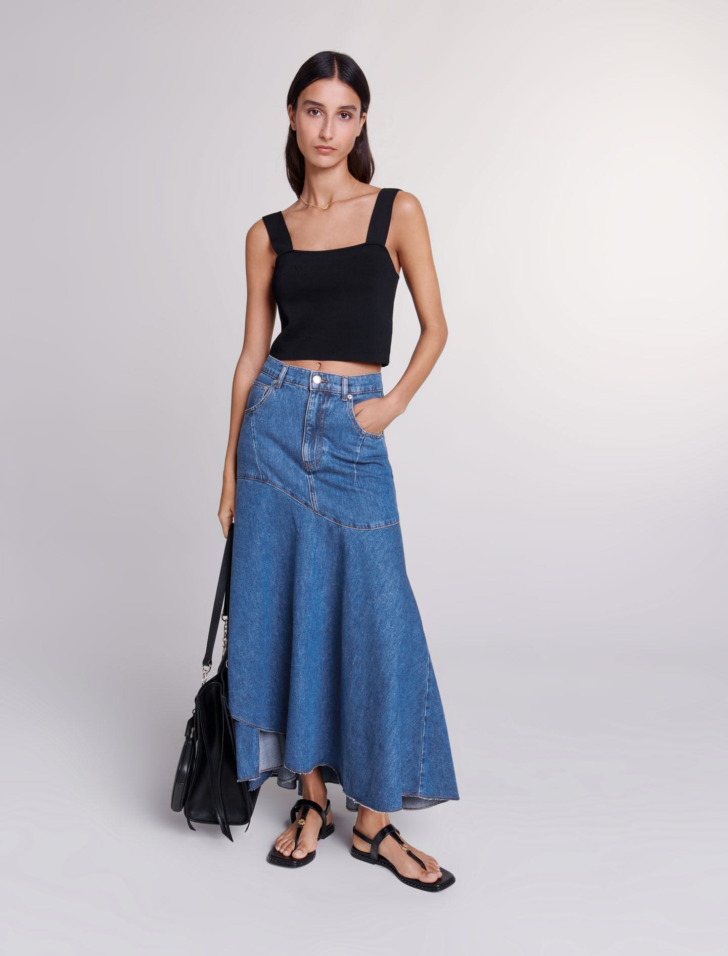 Gonna asimmetrica in denim