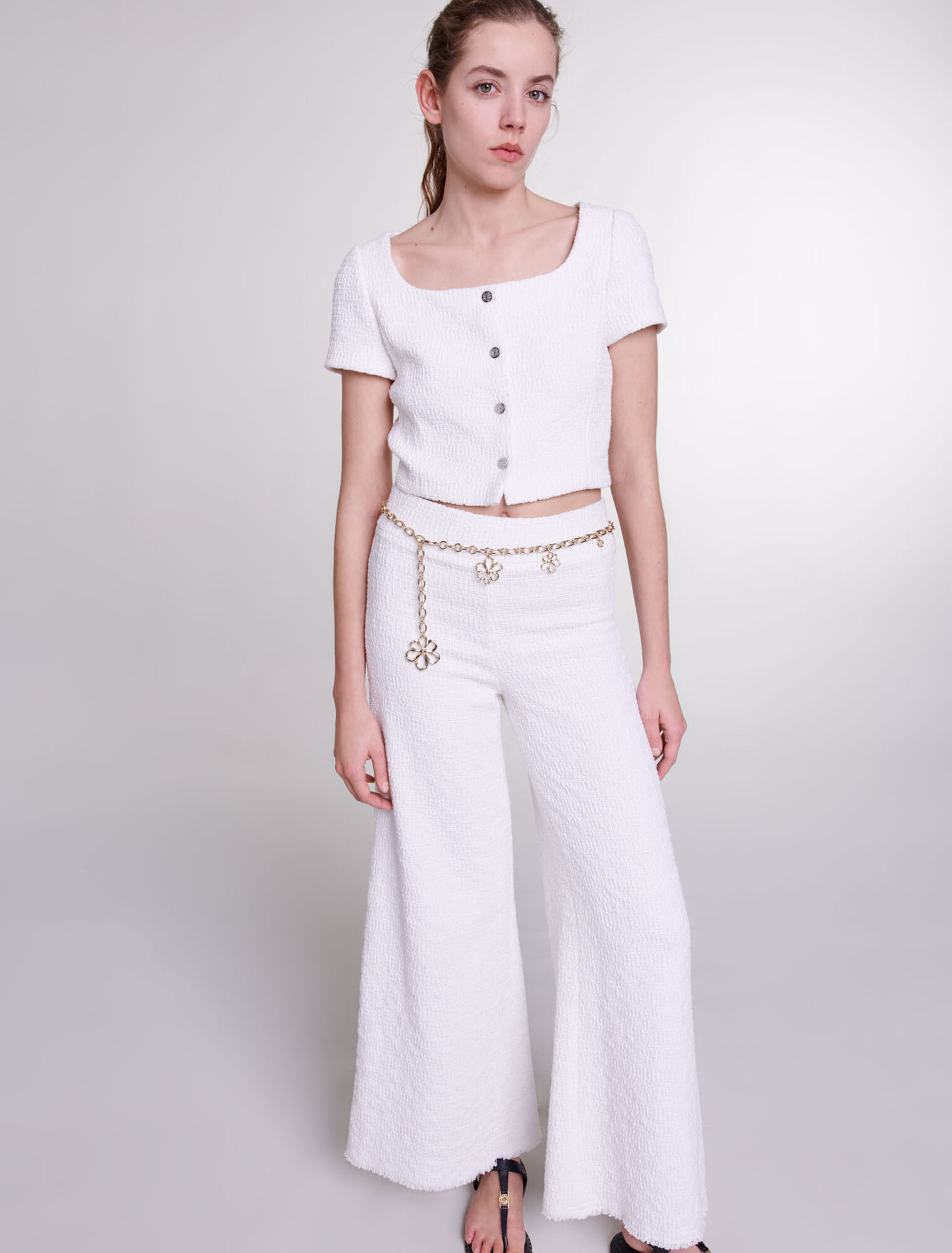 Pantaloni larghi in tweed