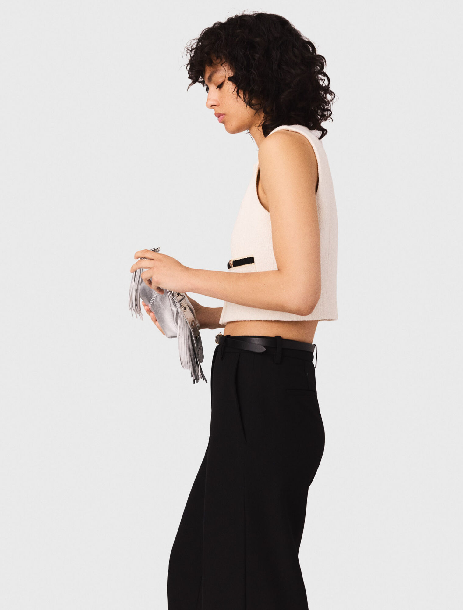 Top senza maniche in tweed lurex