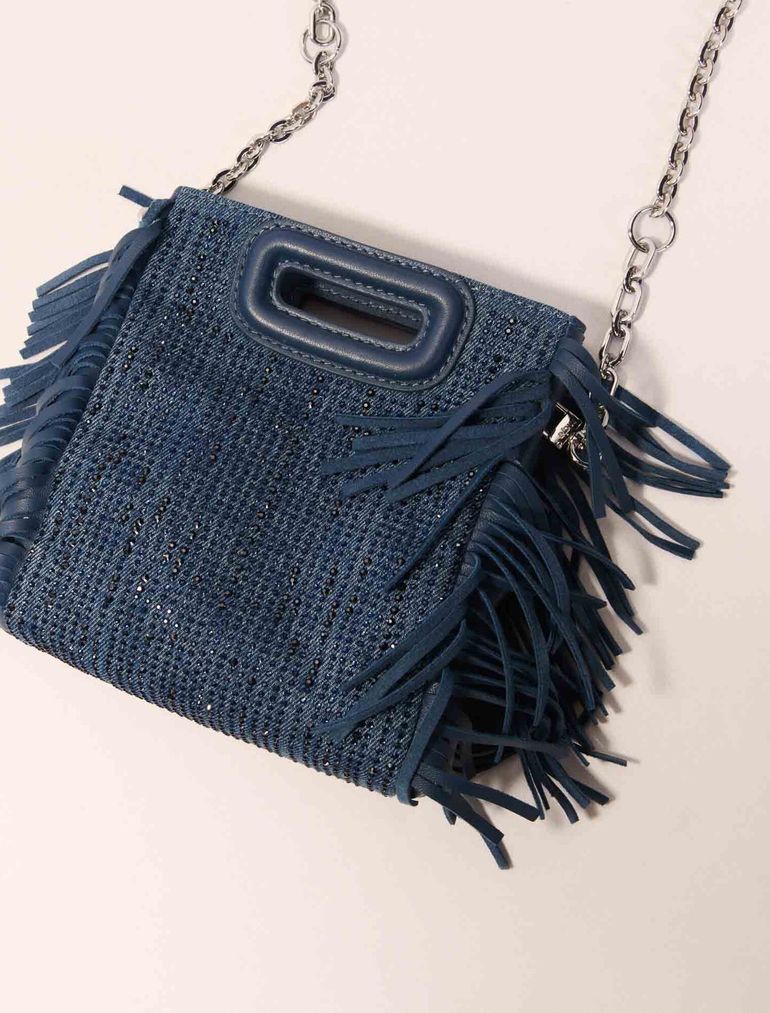 Borsetta M in denim glitterato
