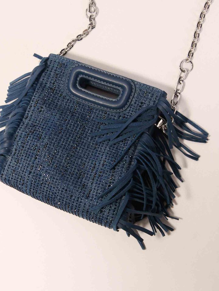 Borsetta M in denim glitterato