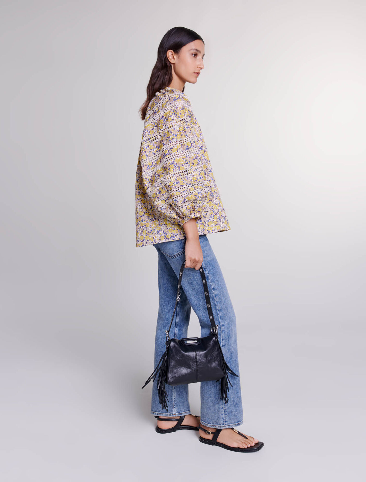 Blusa stampata e ricamata
