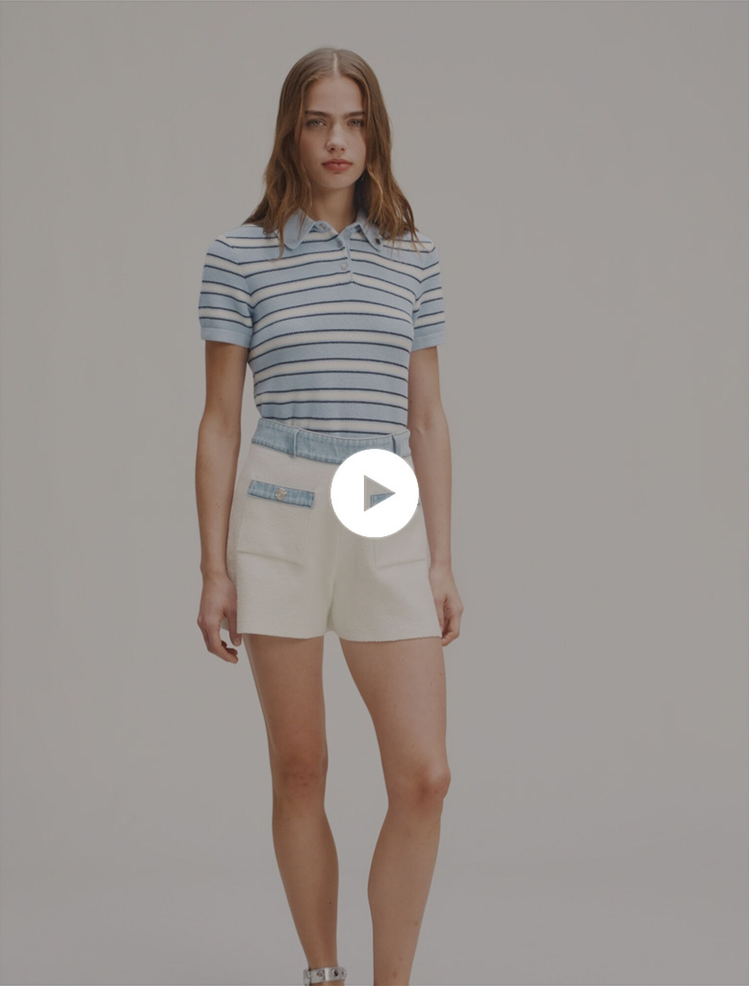 Shorts in maglia passamano in denim
