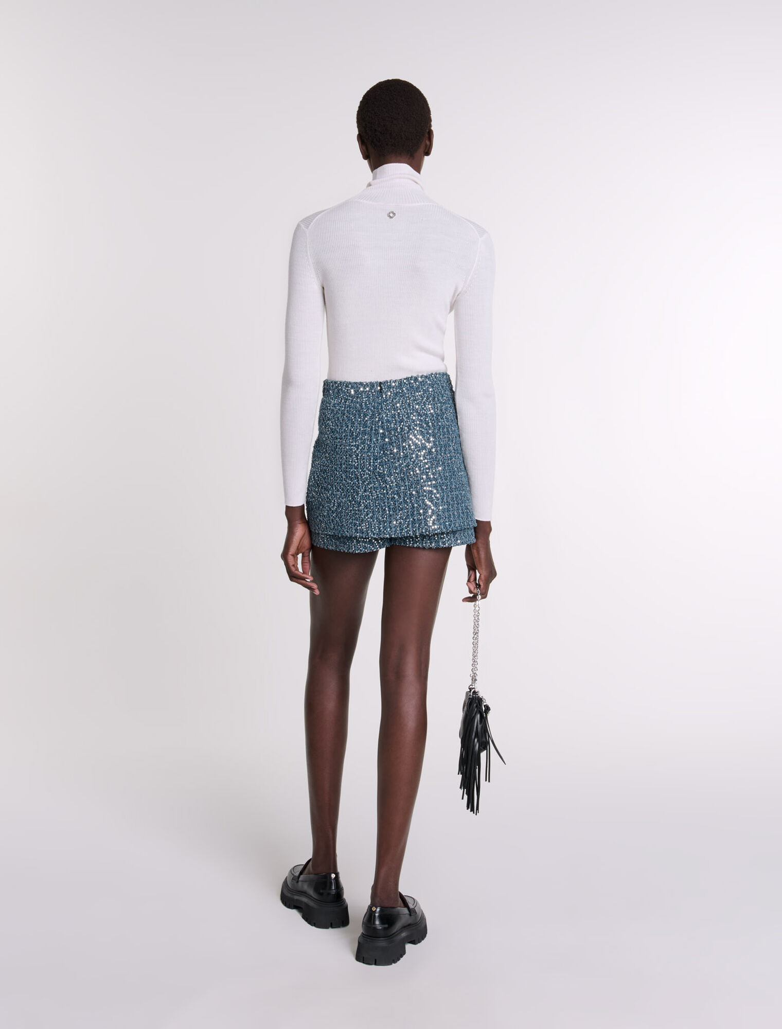 Shorts trompe l'oeil in tweed