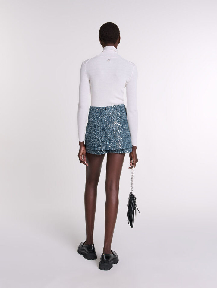 Shorts trompe l'oeil in tweed