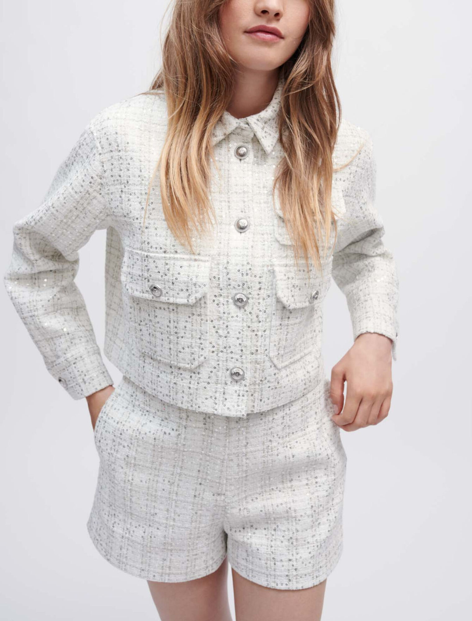Shorts in tweed ecru