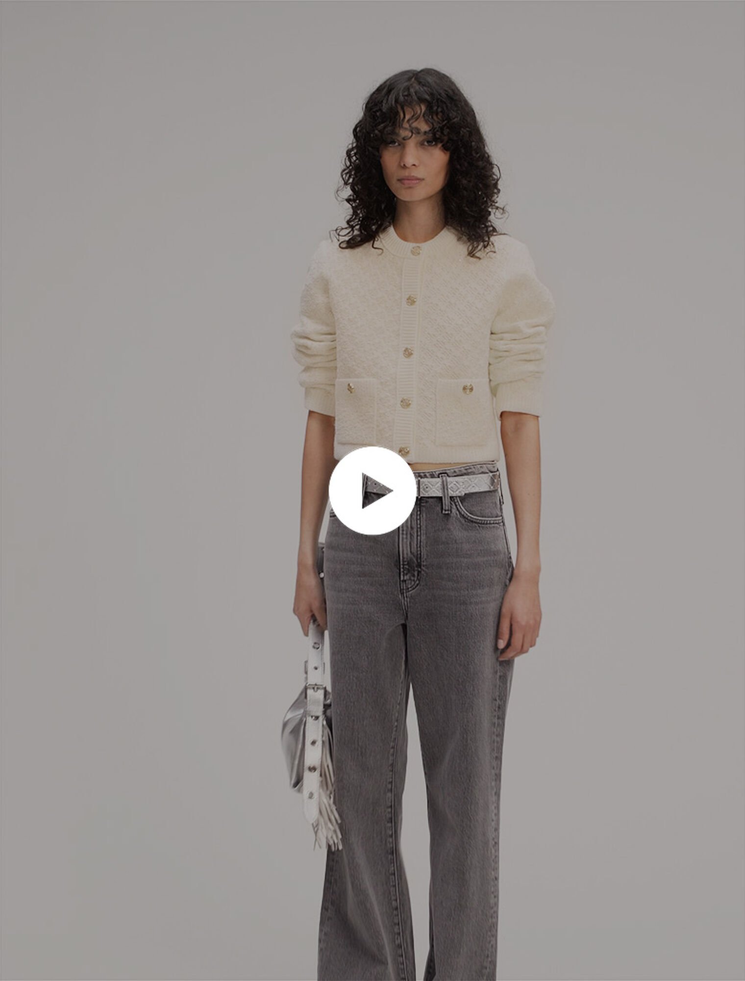 Cardigan corto effetto tweed