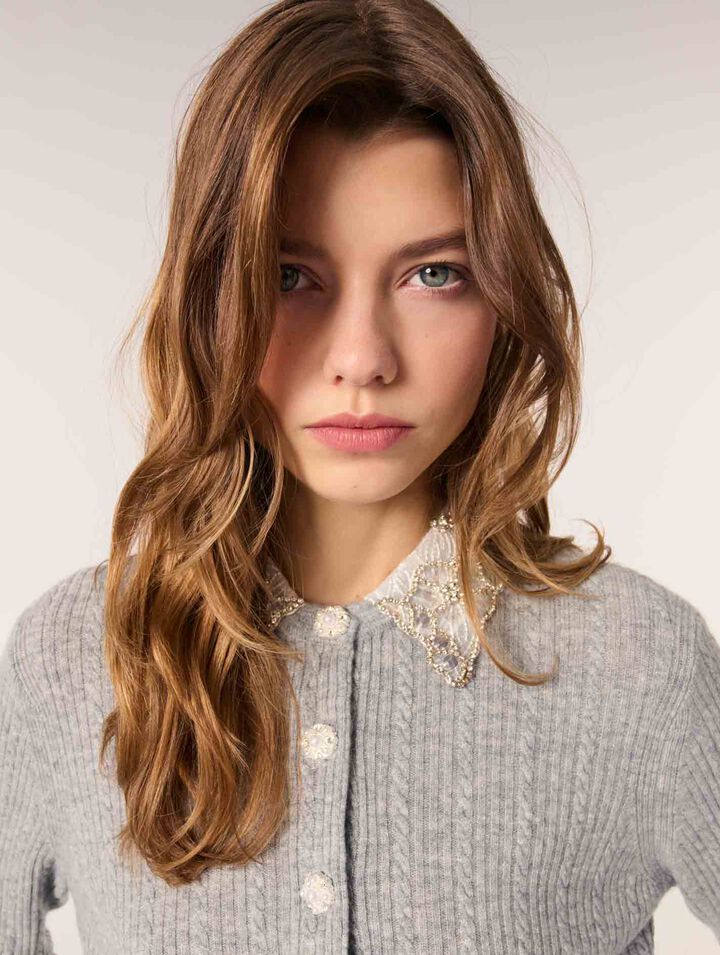 Cardigan con colletto rimovibile