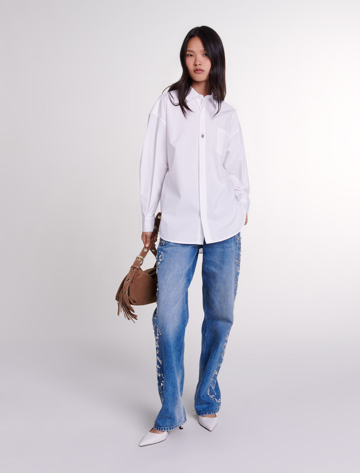 Camicia oversize in popeline