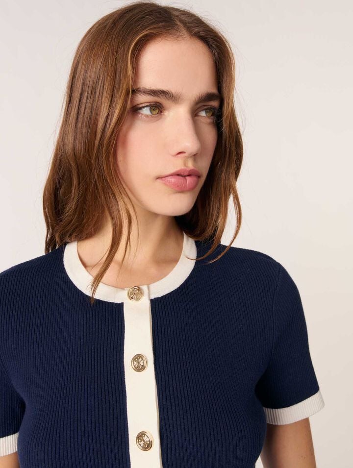 Cardigan corto dettagli a contrasto