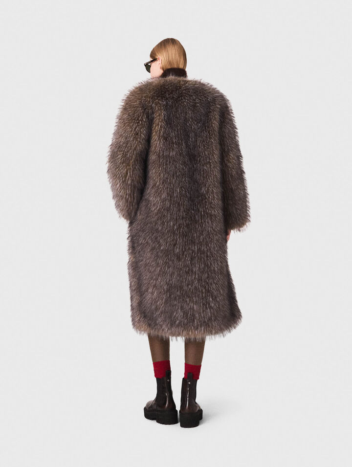 Cappotto lungo in ecopelliccia