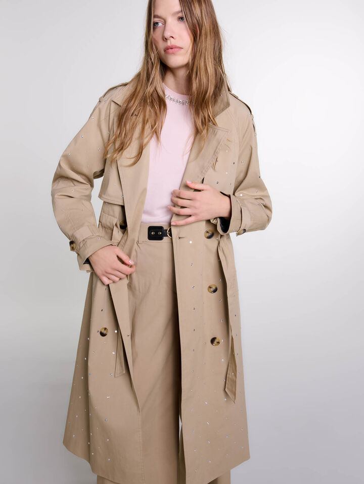 Trench borchiato vita elastica