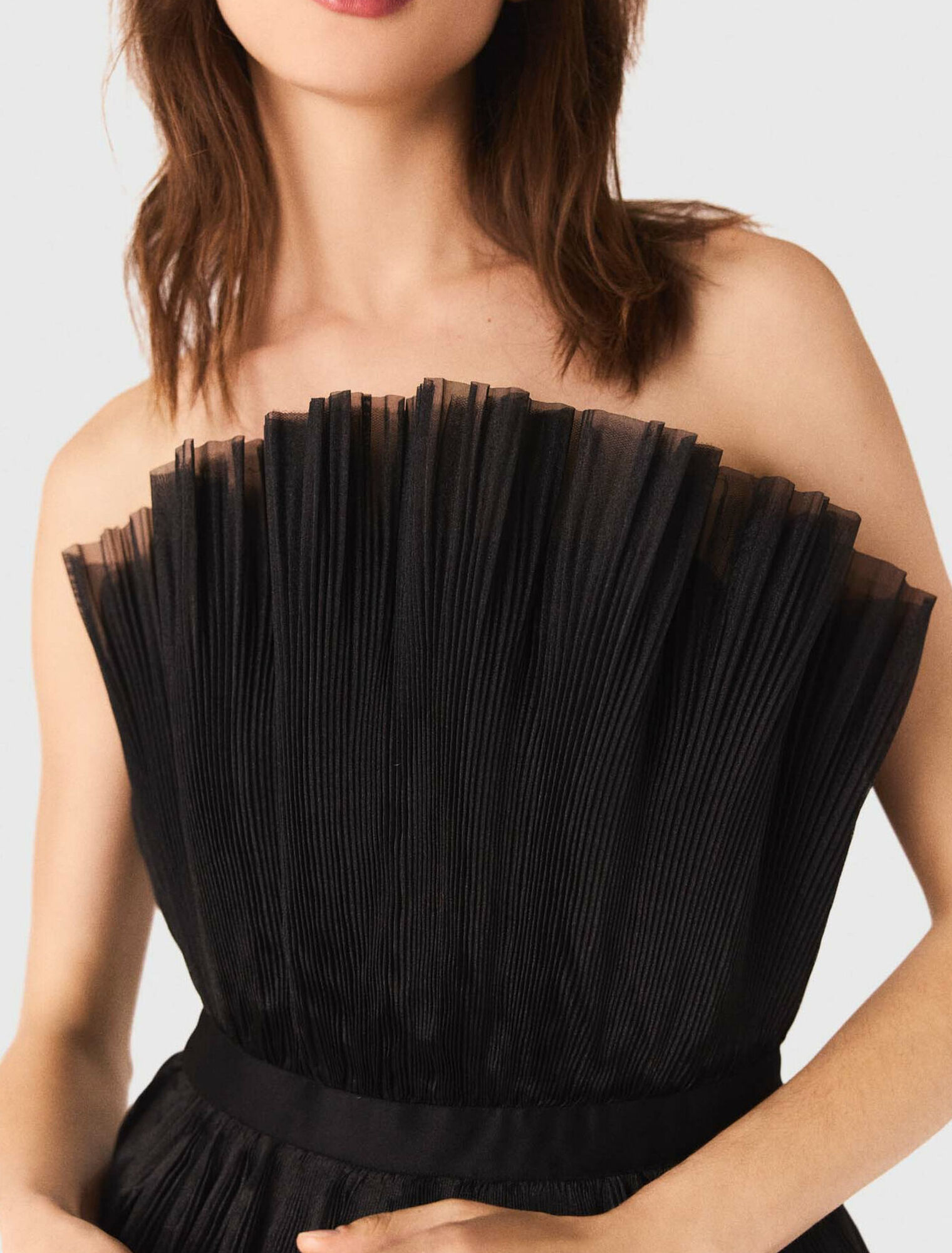 Abito bustier in tulle e organza